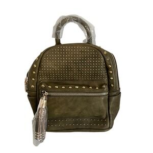 Brentano Mini Backpack Women OS Olive Green Studded Vegan Leather CJ11555